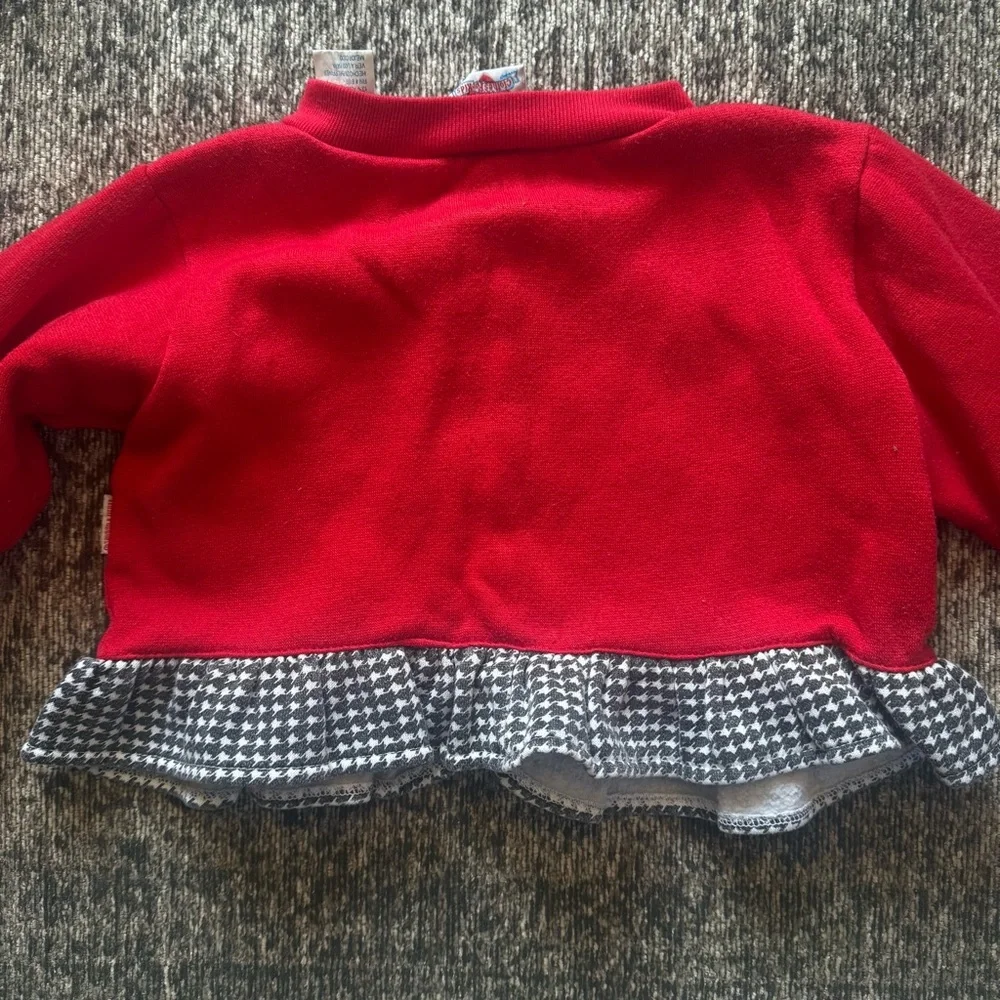 Vintage 90s Hush Puppies Red Scottie Dog Sweater Size 3T Houndstooth Trim